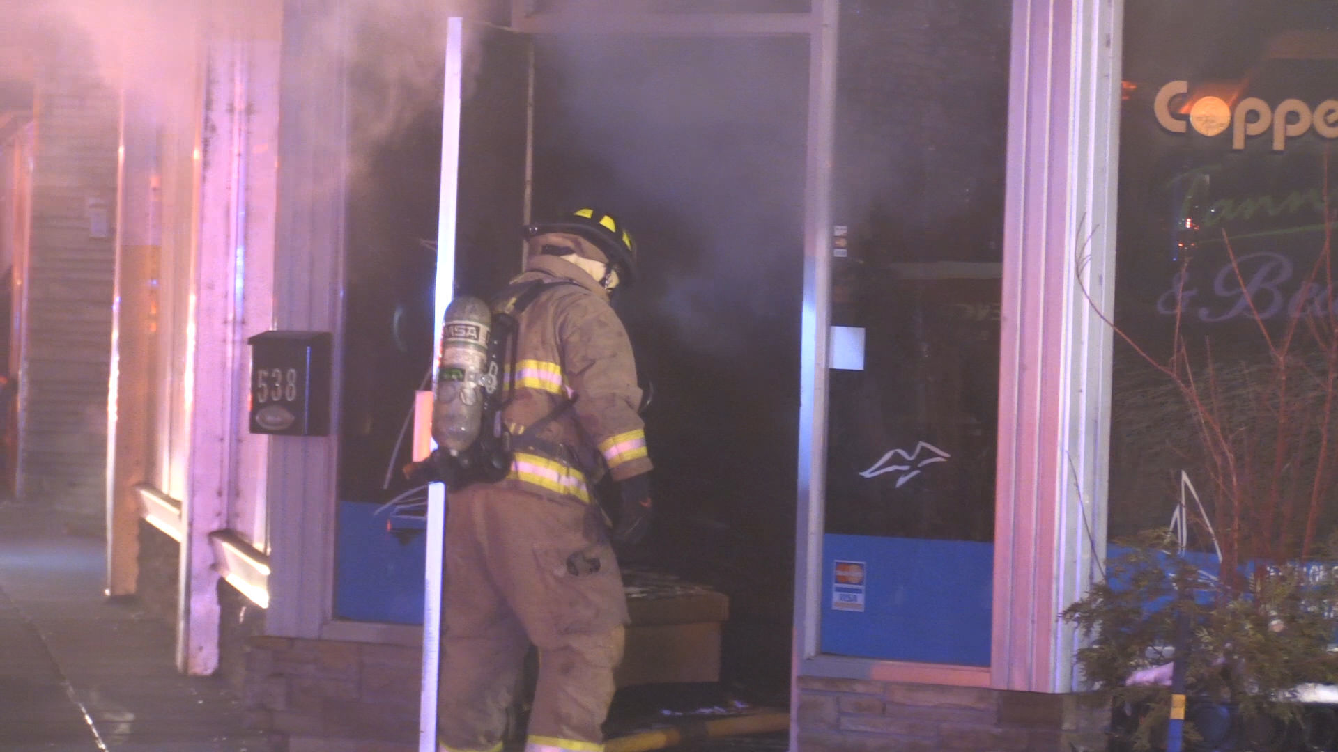 Crews battle fire at the Copper Penny